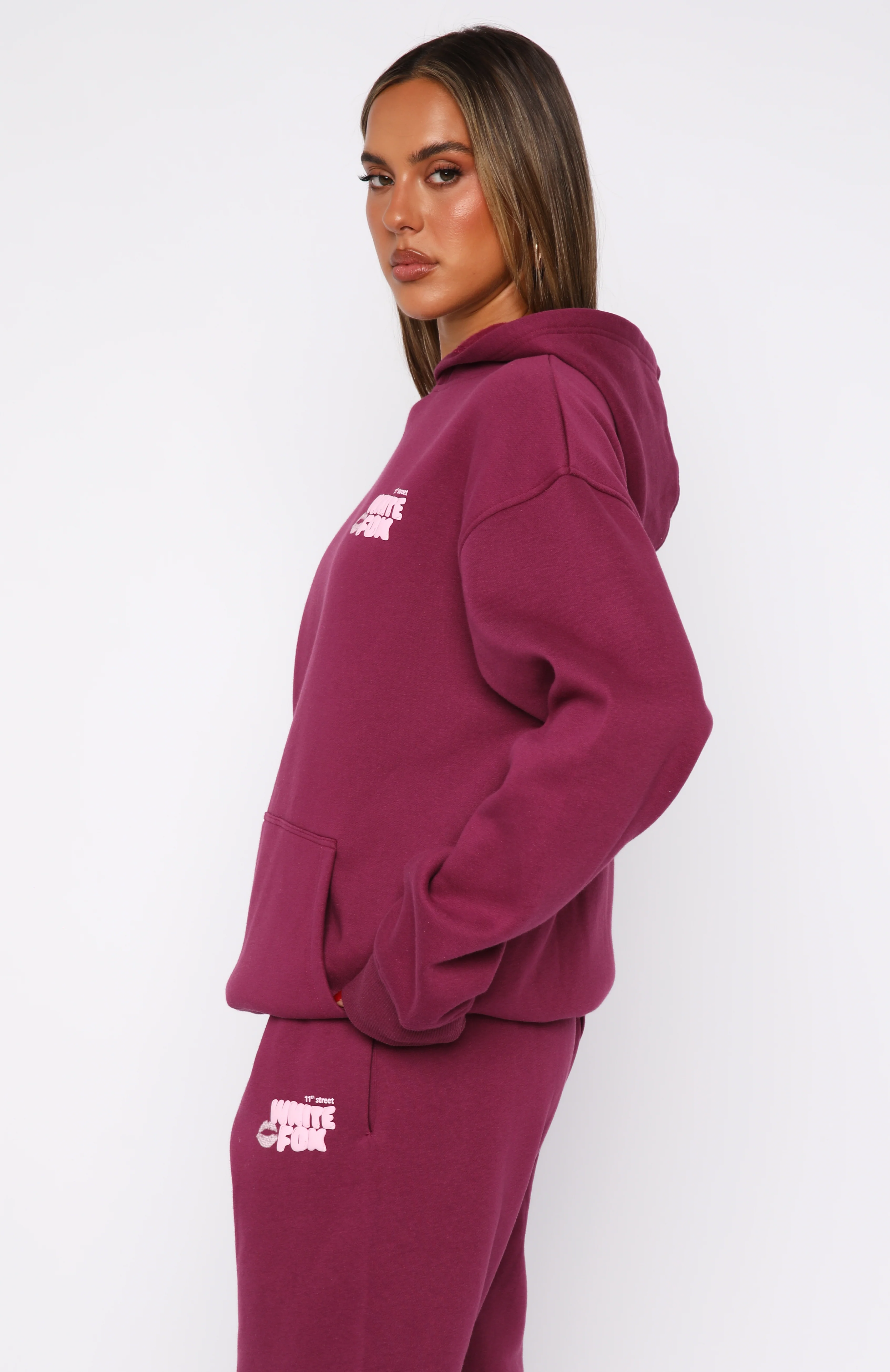 11th Street Sweet Kisses Oversized Hoodie Very Berry - Image 3