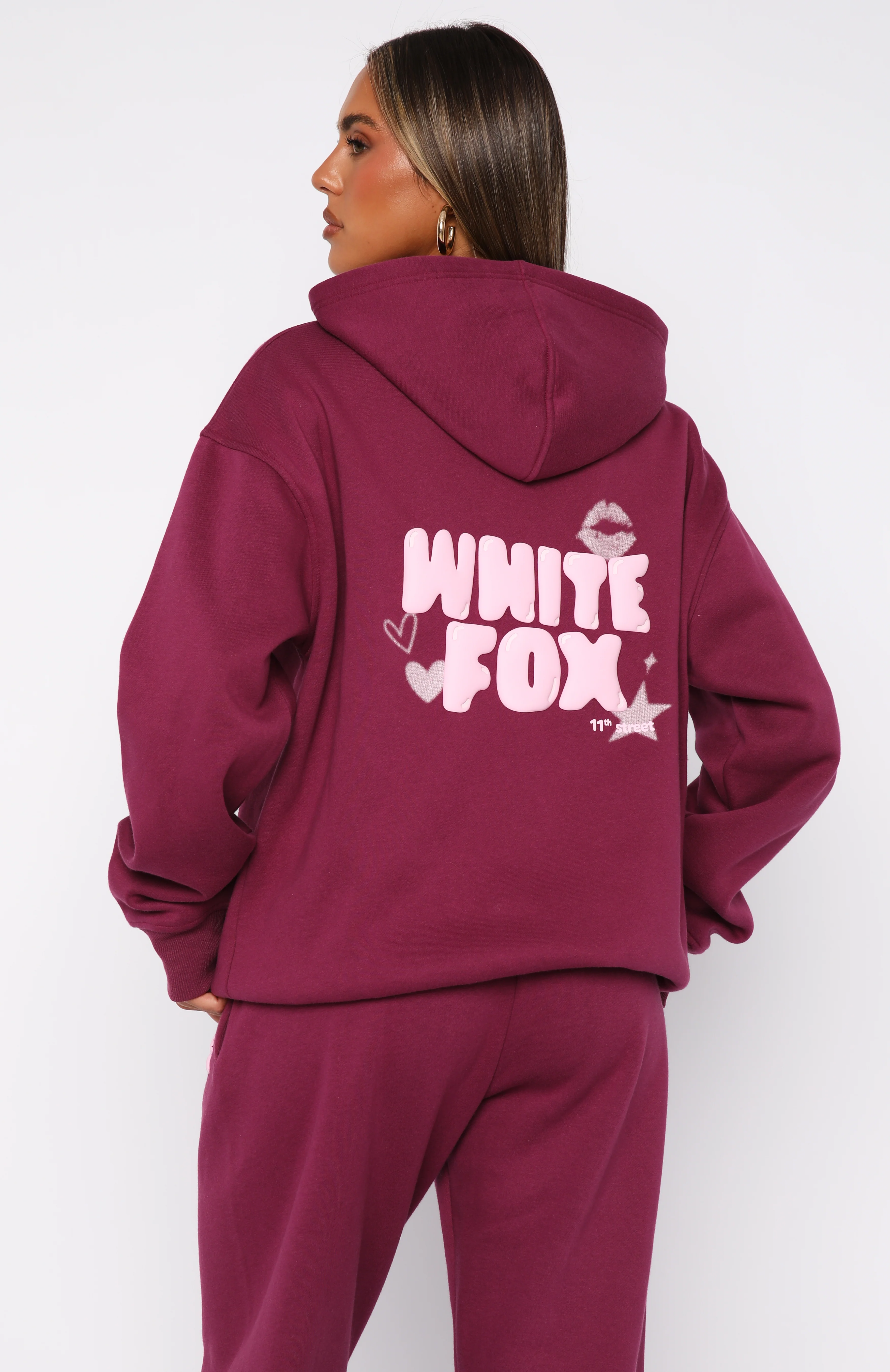 11th Street Sweet Kisses Oversized Hoodie Very Berry - Image 4