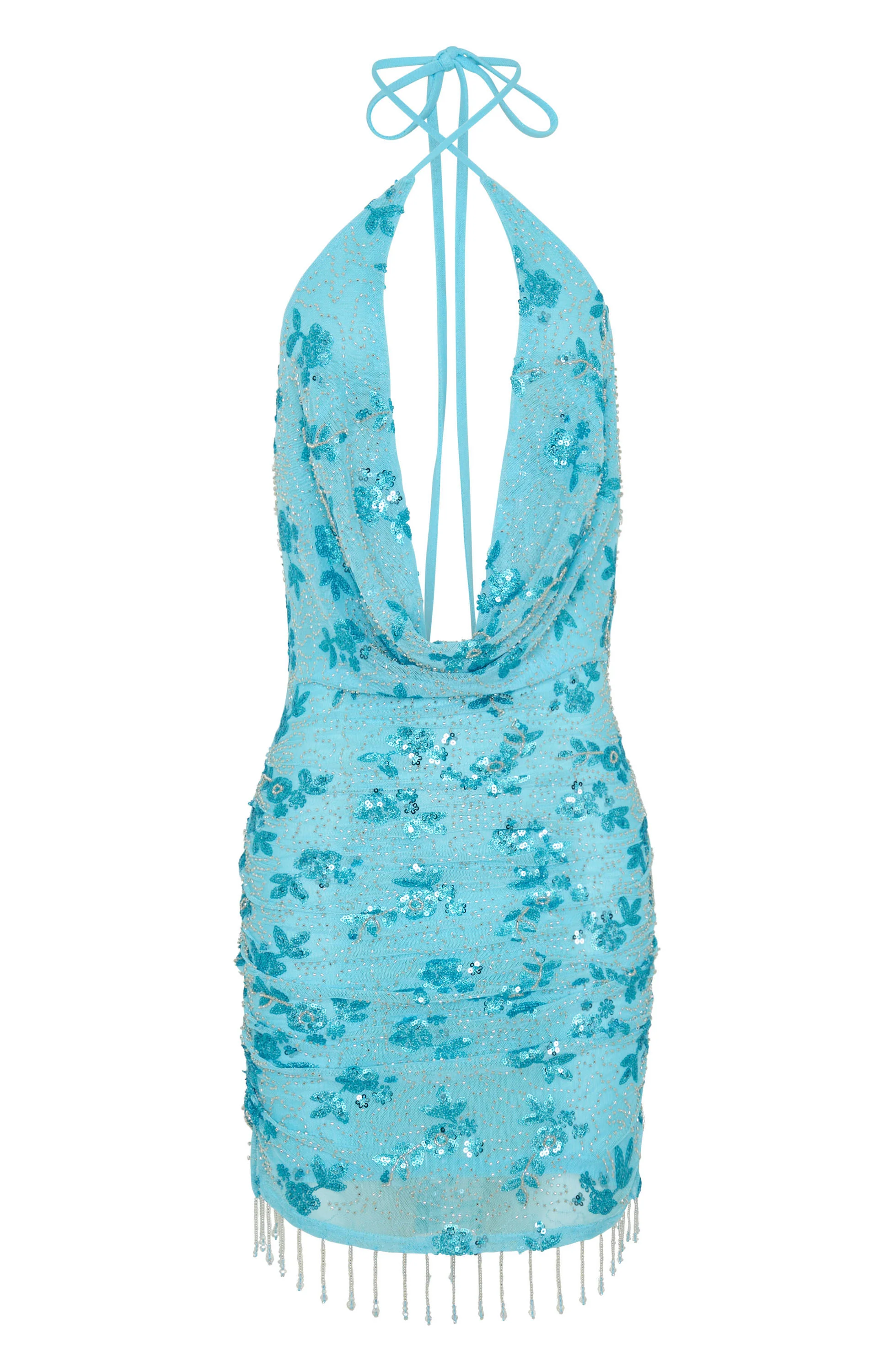 Barcelona Dreams Beaded Mini Dress Baby Blue - Image 6