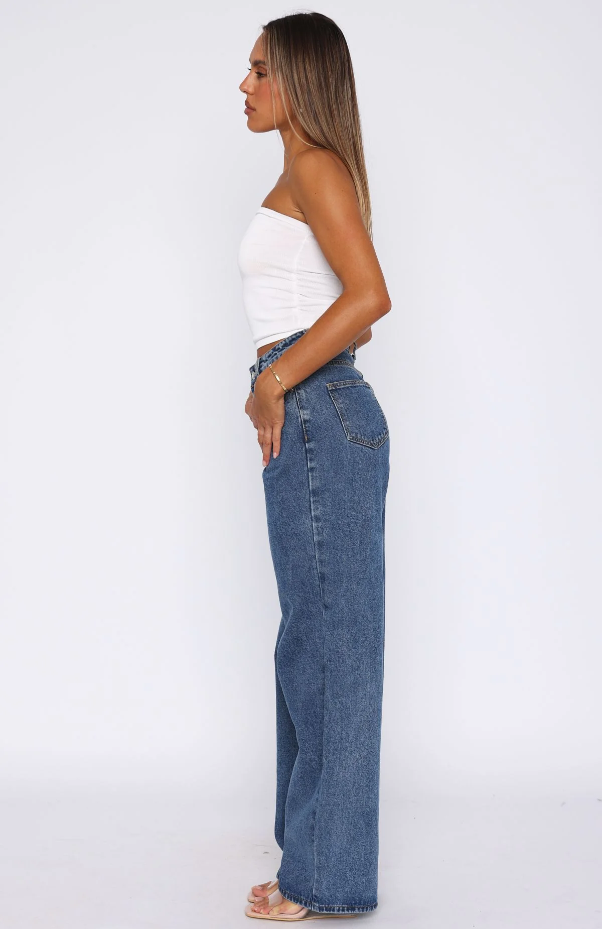 Bring The Style High Rise Wide Leg Jeans Admiral Blue - Image 3