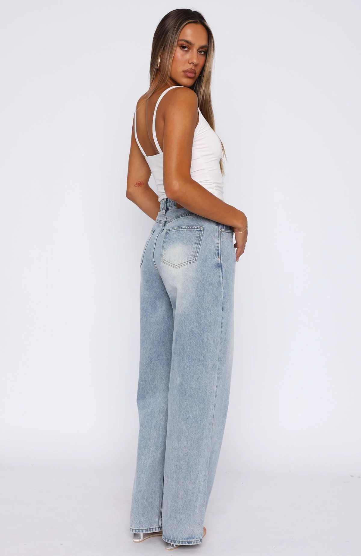 Bring The Style High Rise Wide Leg Jeans Light Blue - Image 4