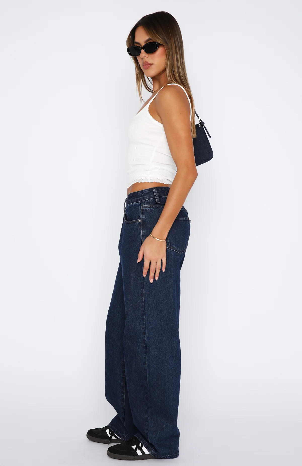 Bring The Style Low Rise Wide Leg Jeans Indigo Wash - Image 3