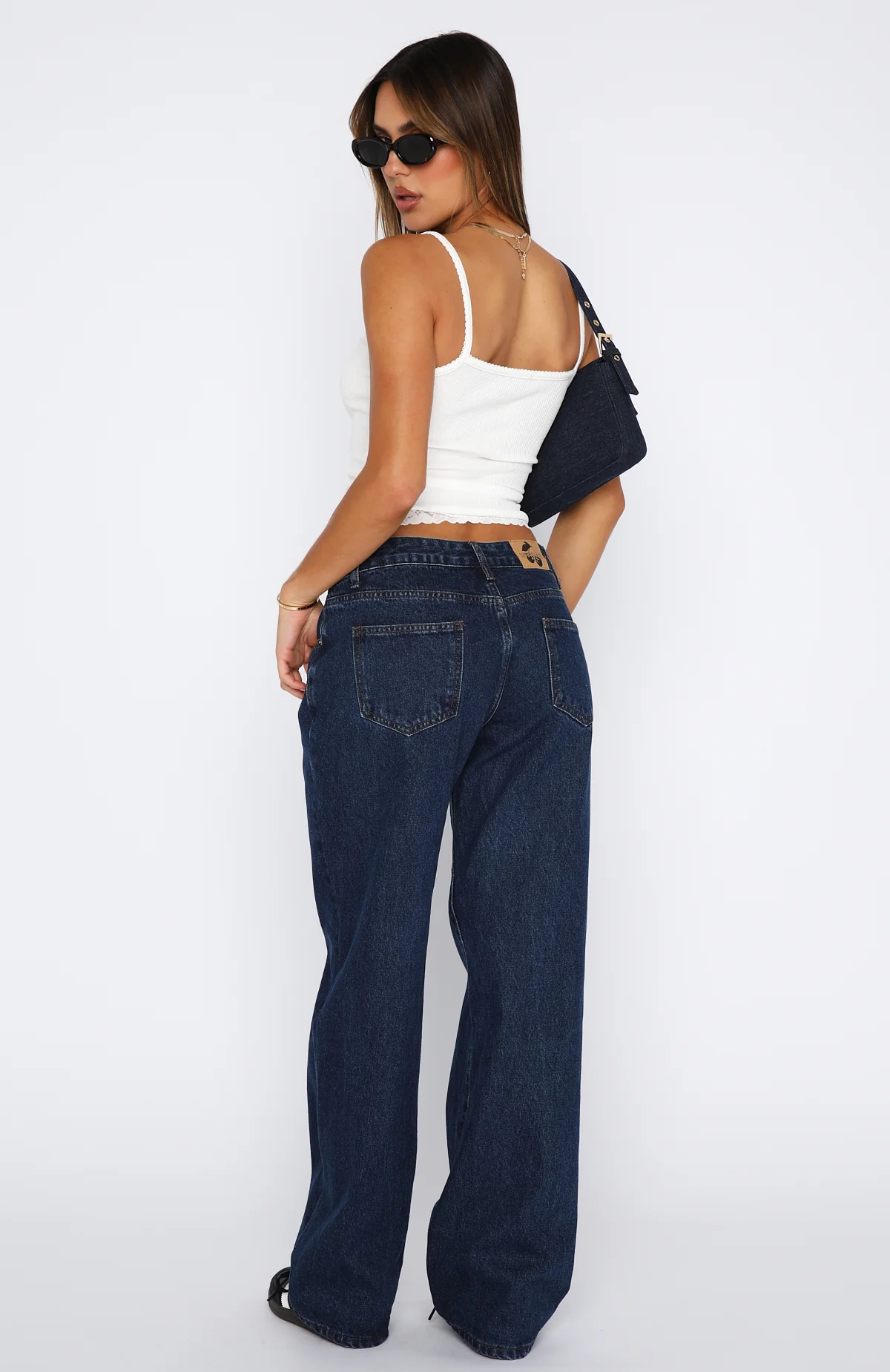 Bring The Style Low Rise Wide Leg Jeans Indigo Wash - Image 4