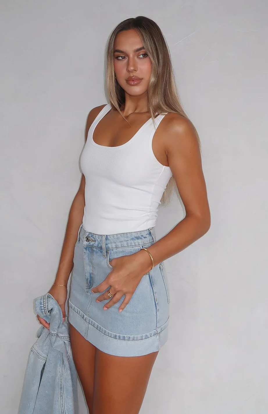 Charlotte Denim Mini Skirt Light Blue - Image 6