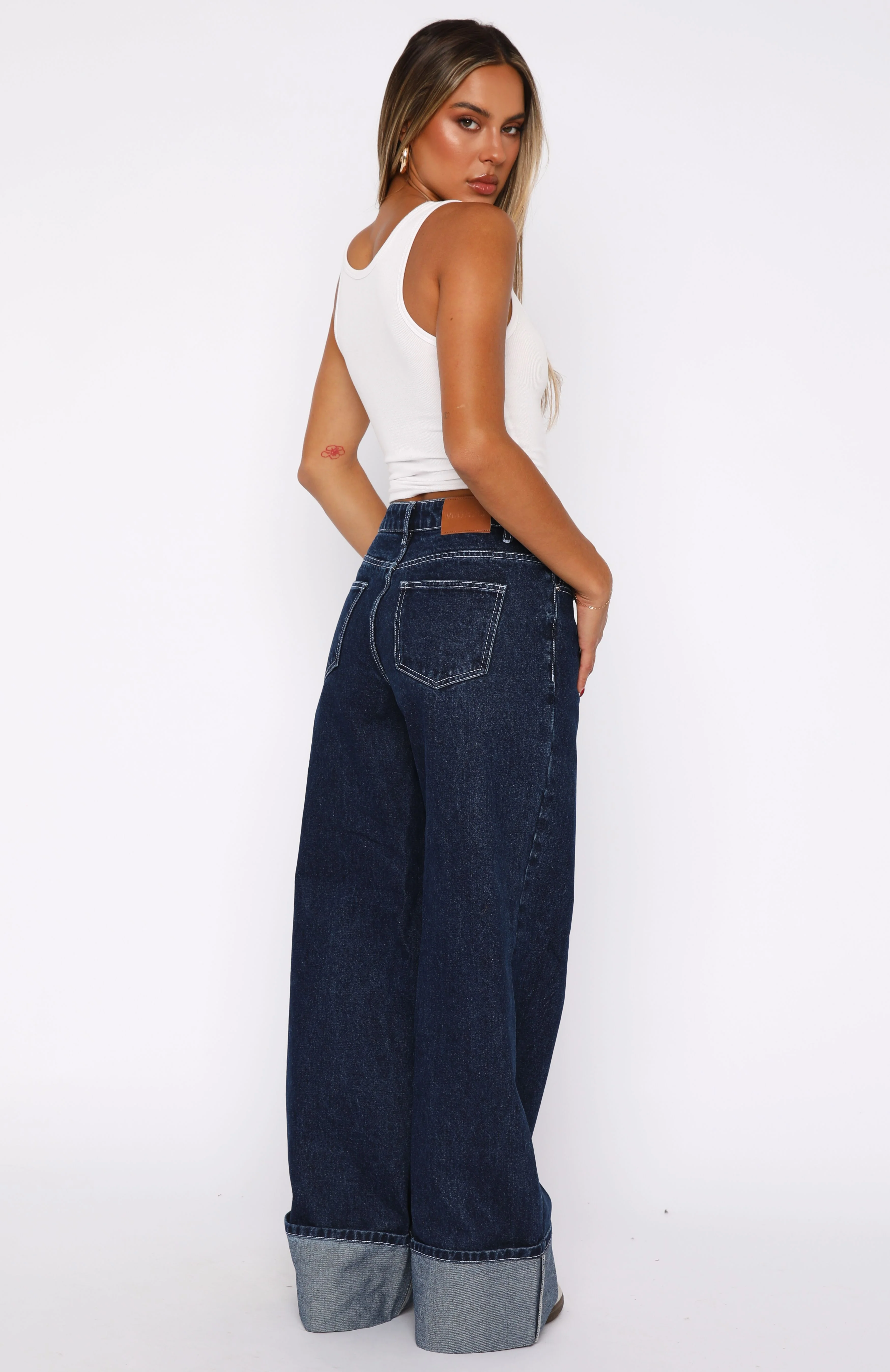 Charlotte Mid Rise Wide Leg Jeans Dark Indigo - Image 4
