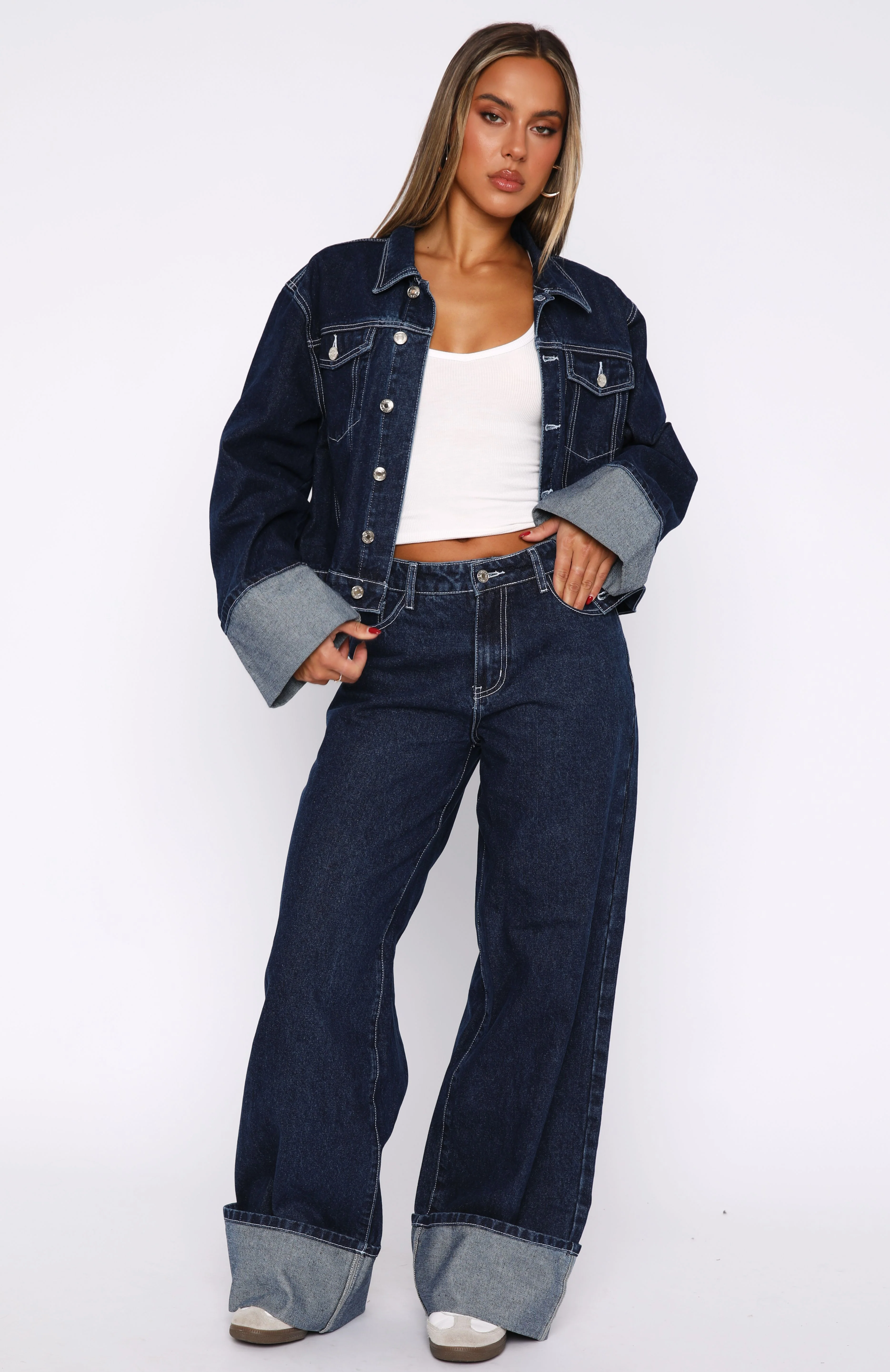 Charlotte Mid Rise Wide Leg Jeans Dark Indigo - Image 5