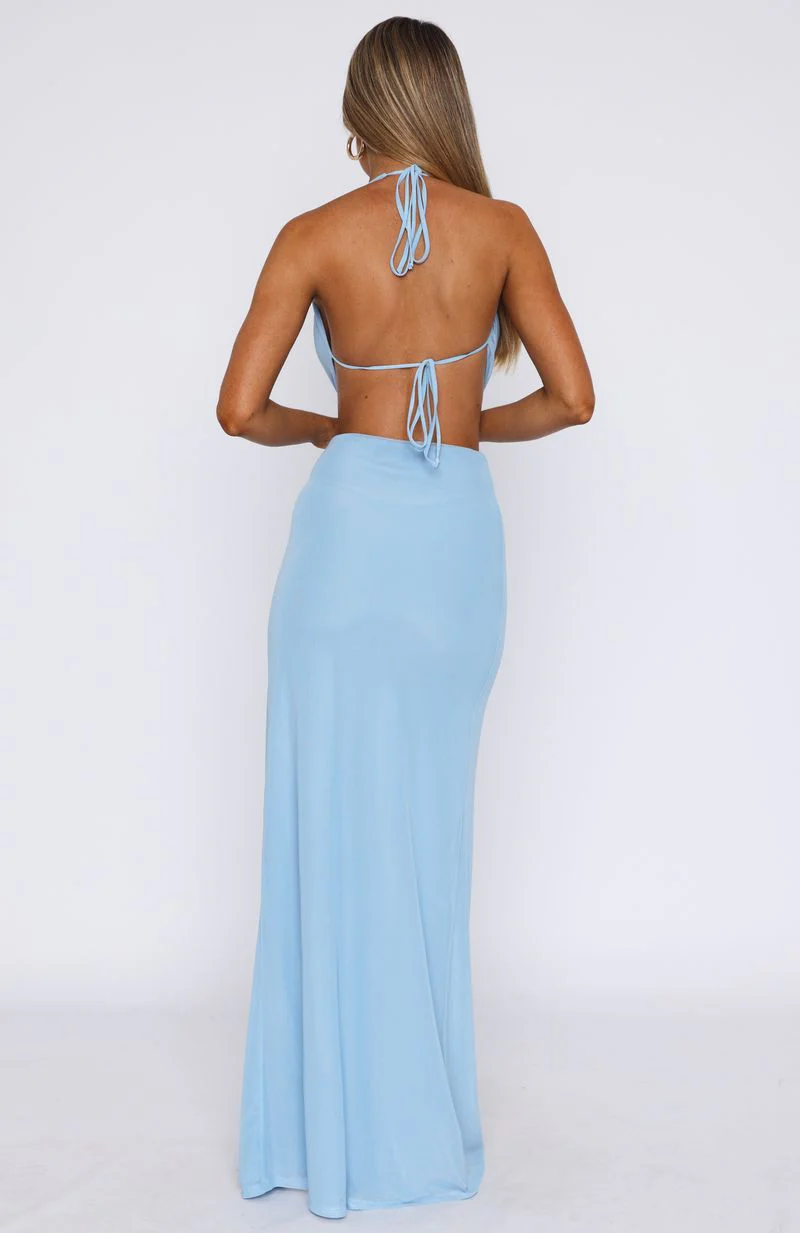 Dance With Me Maxi Halter Dress Powder Blue - Image 4