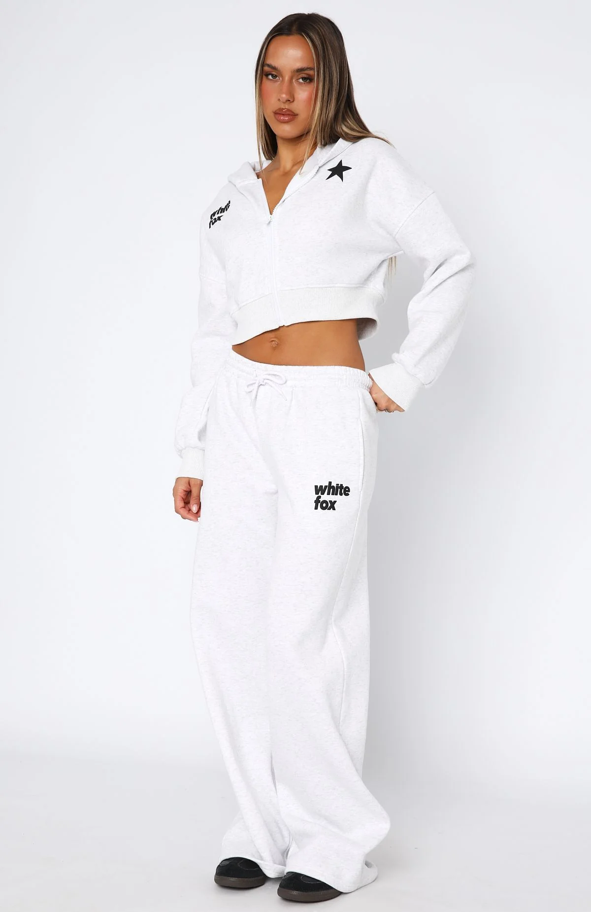 From The Archives Charli Wide Leg Sweatpants Grey Marle - Image 3