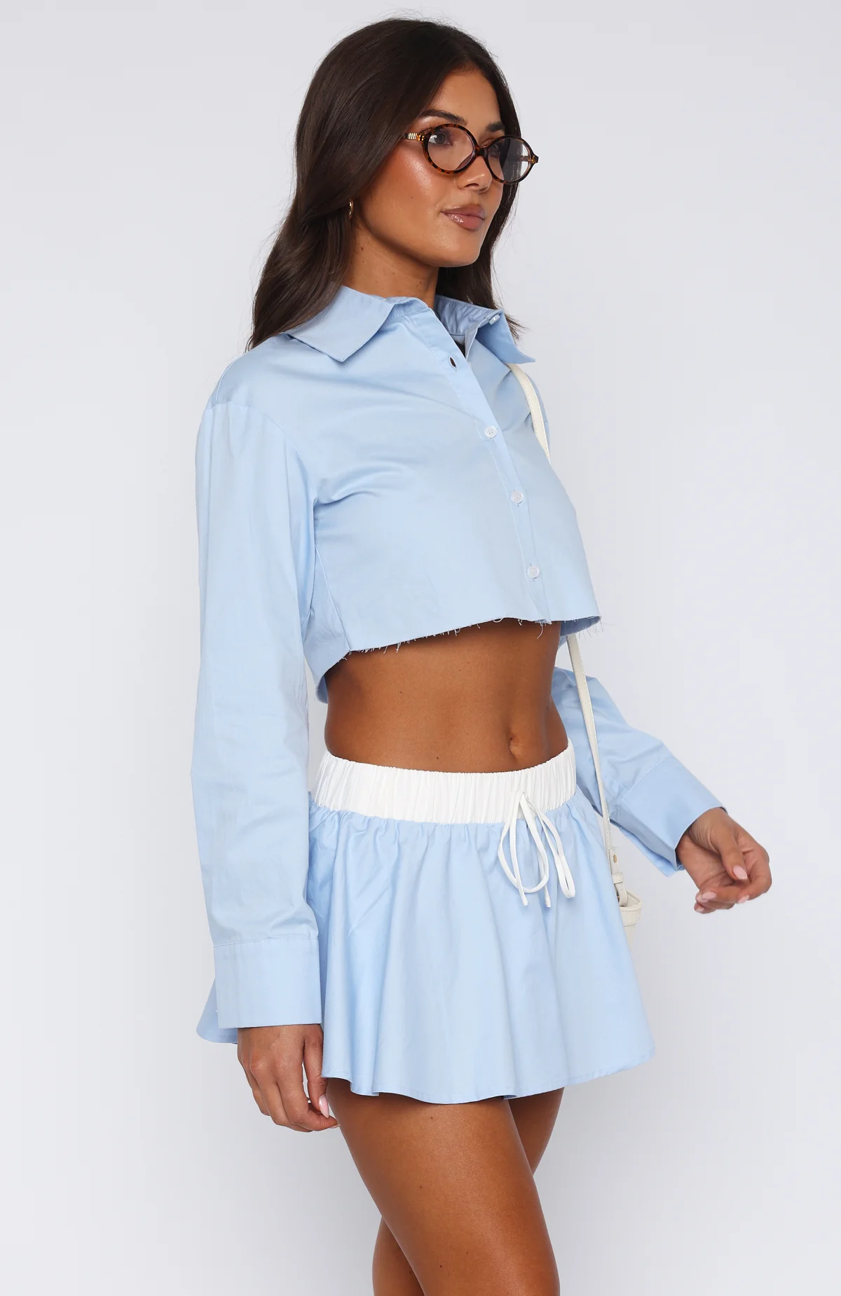 Getting Out Of Hand Cropped Shirt Blue - Image 3