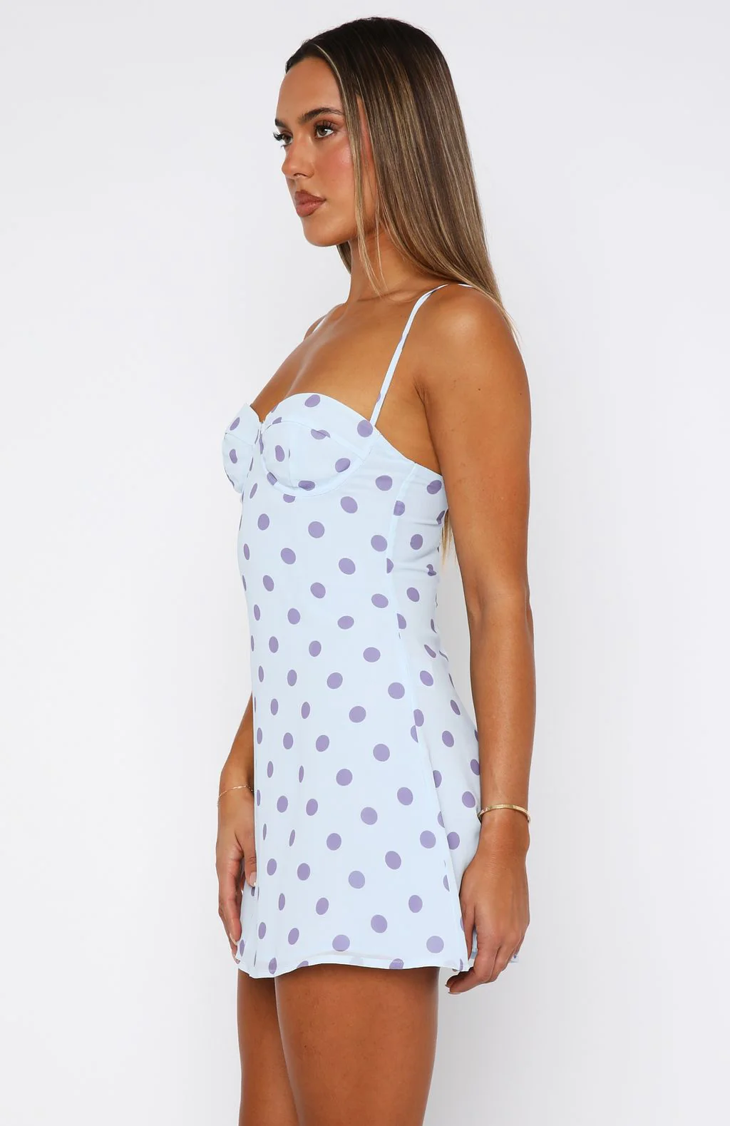 In The Back Of My Mind Mini Dress Baby Blue Polka Dot - Image 3