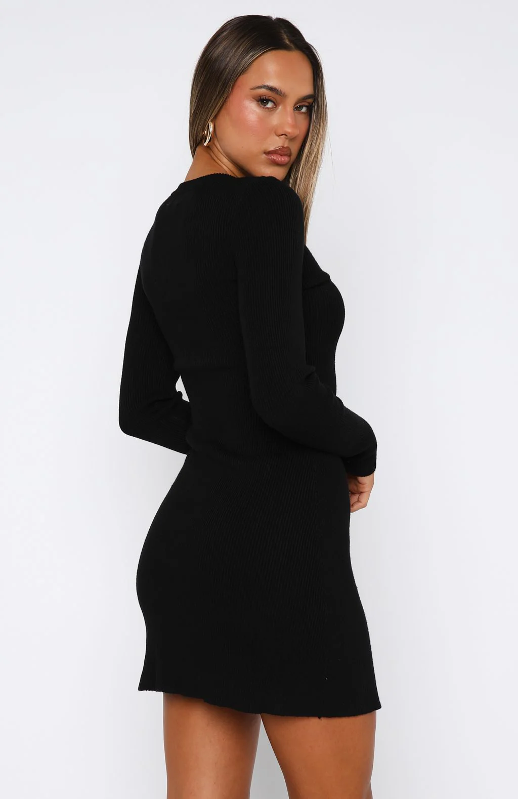 Let's Be Together Long Sleeve Mini Dress Black - Image 4
