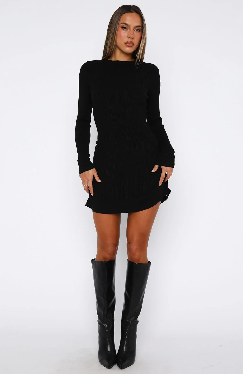 Let's Be Together Long Sleeve Mini Dress Black - Image 5