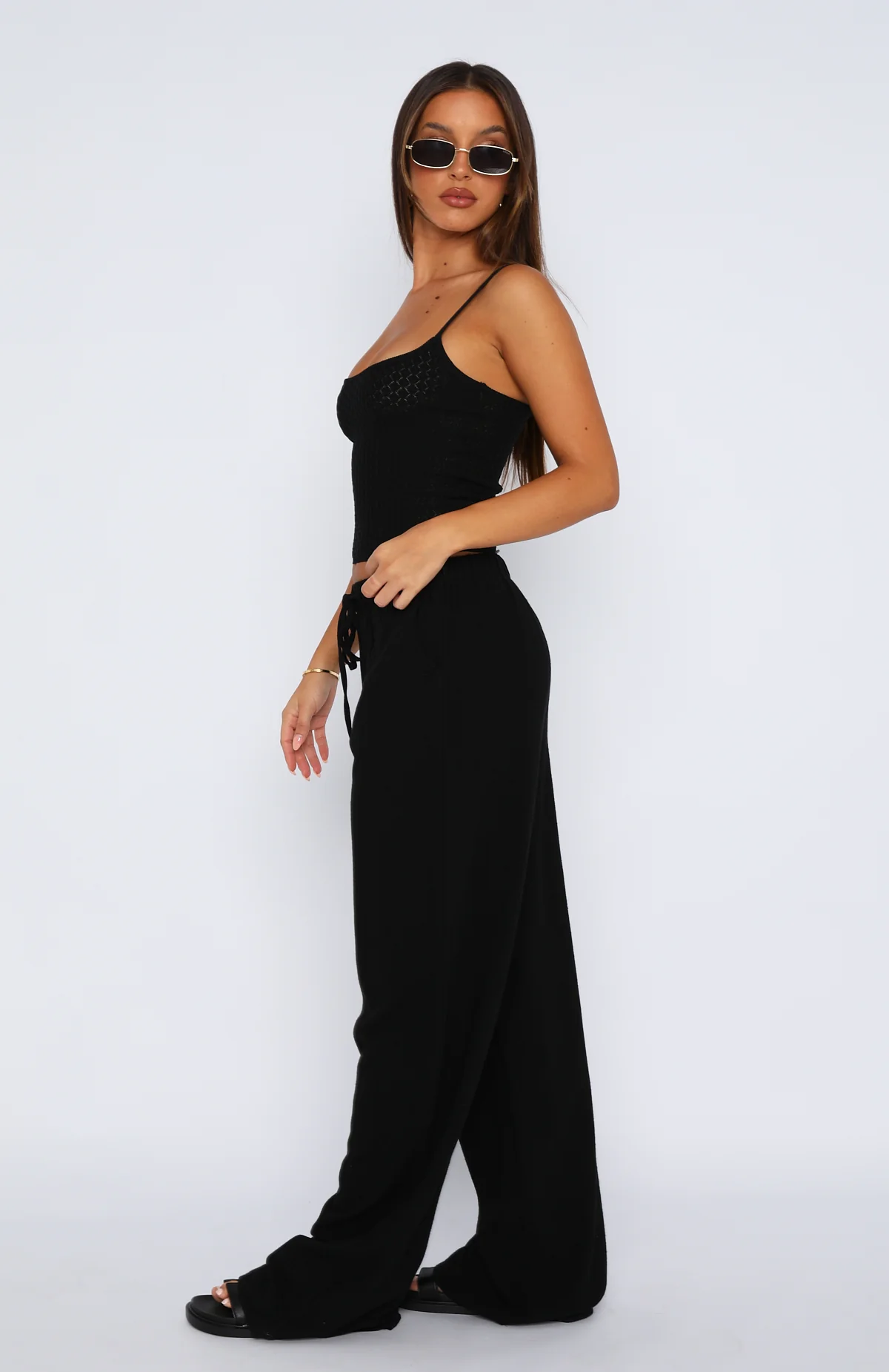 Live It Up Linen Pants Black - Image 3