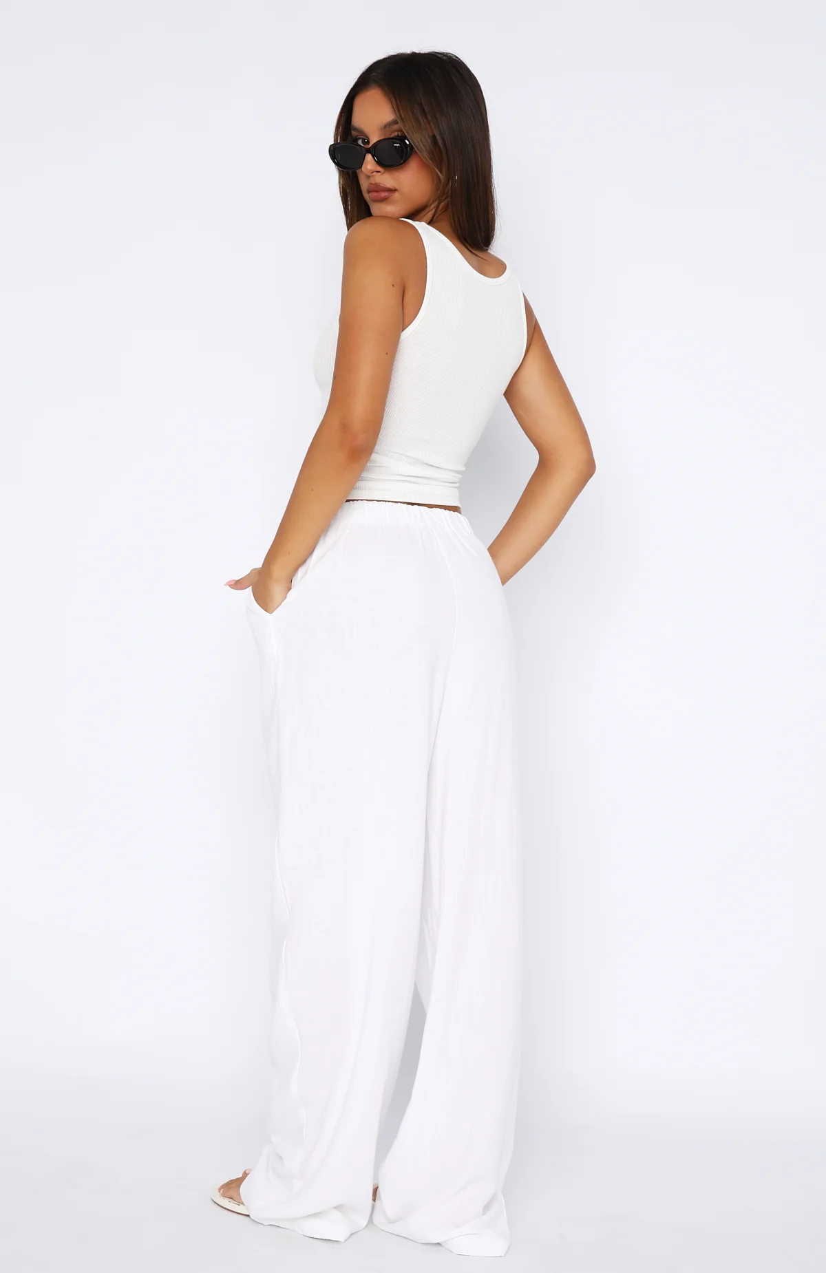 Live It Up Linen Pants White - Image 4