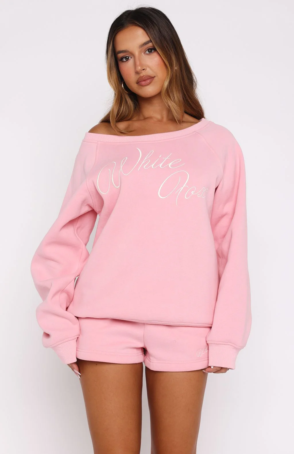 Lucky Thirteen Elsa Off Shoulder Sweater Candy Pink - Image 3