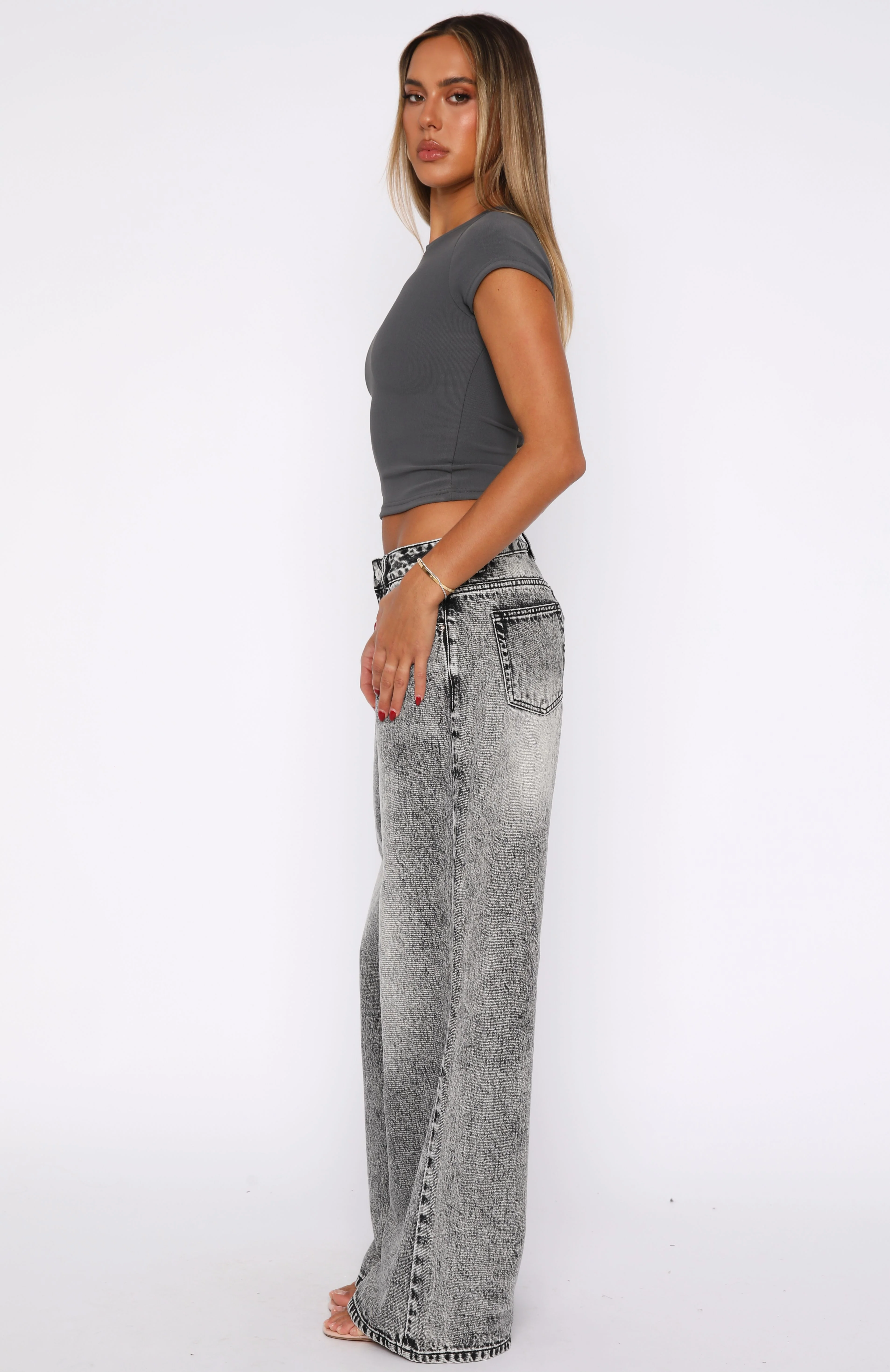 Maeve Low Rise Wide Leg Jeans Grey Acid - Image 3