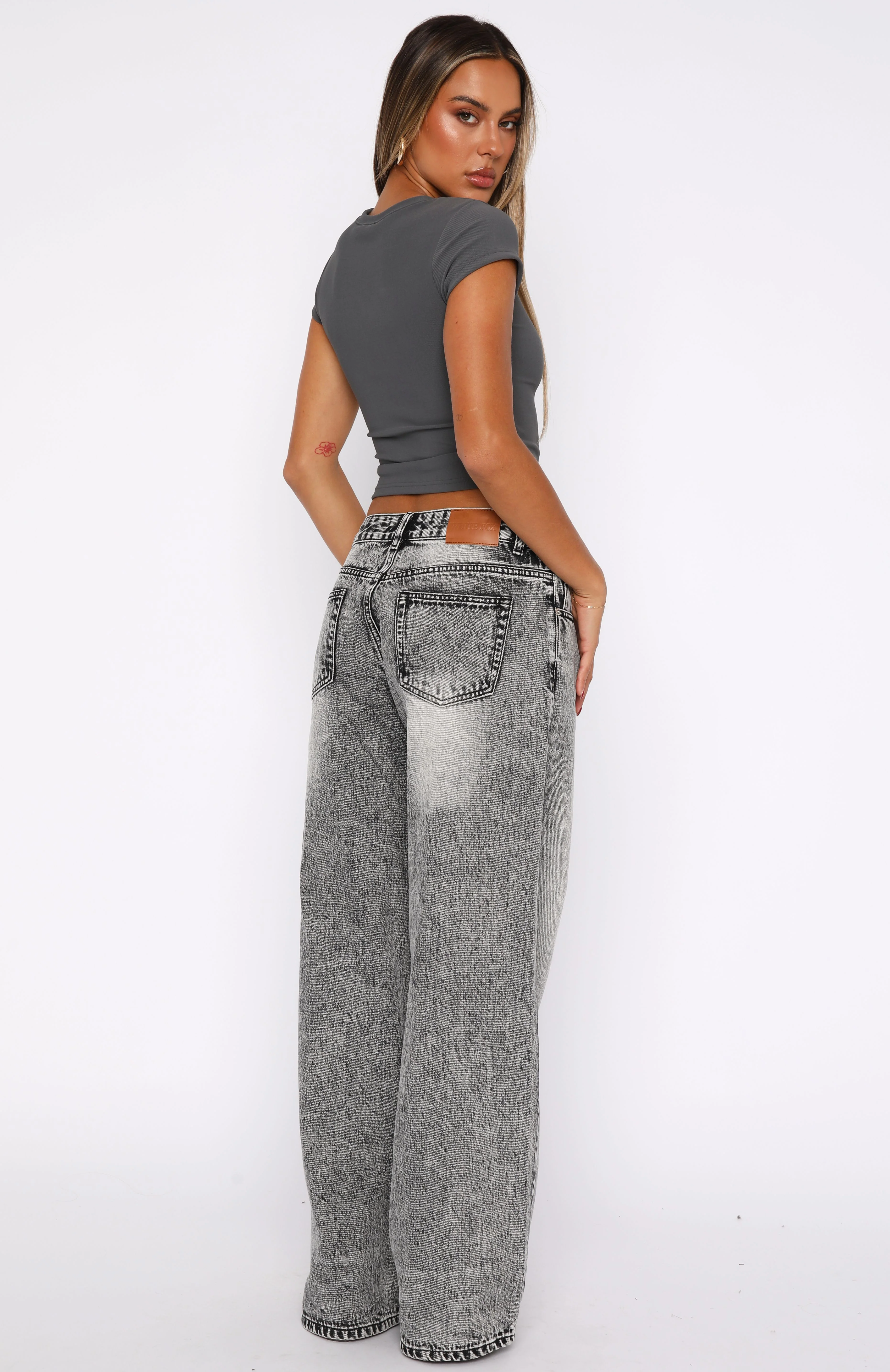 Maeve Low Rise Wide Leg Jeans Grey Acid - Image 4