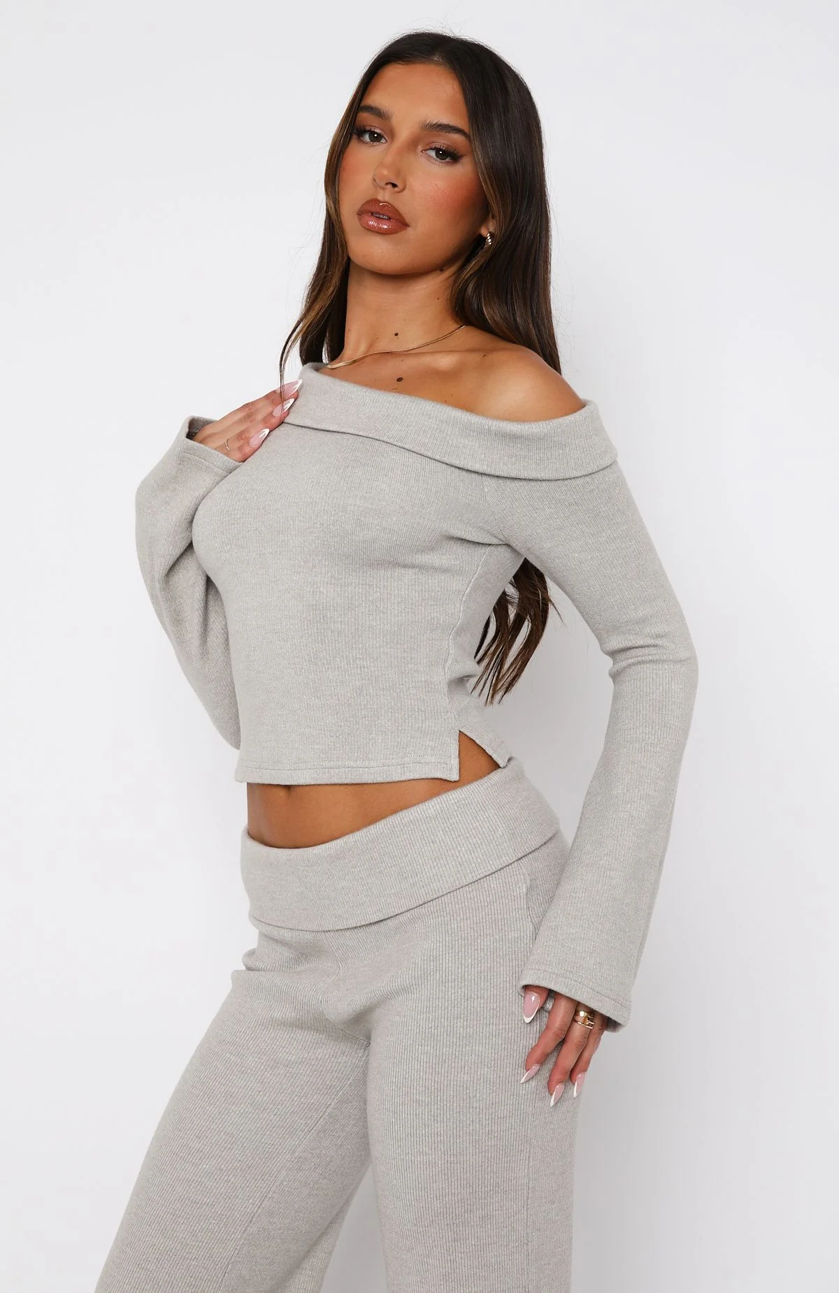 So Little Time Long Sleeve Top Grey Marle - Image 3