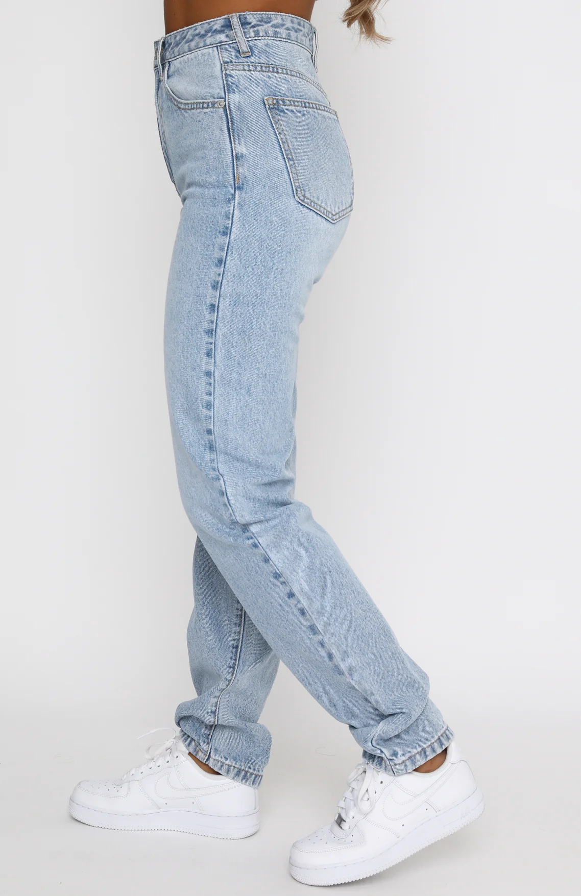 Who's That Girl Straight Leg Denim Jeans Washed Blue - Image 3