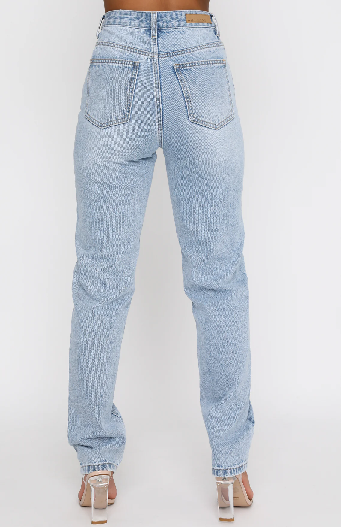 Who's That Girl Straight Leg Denim Jeans Washed Blue - Image 9